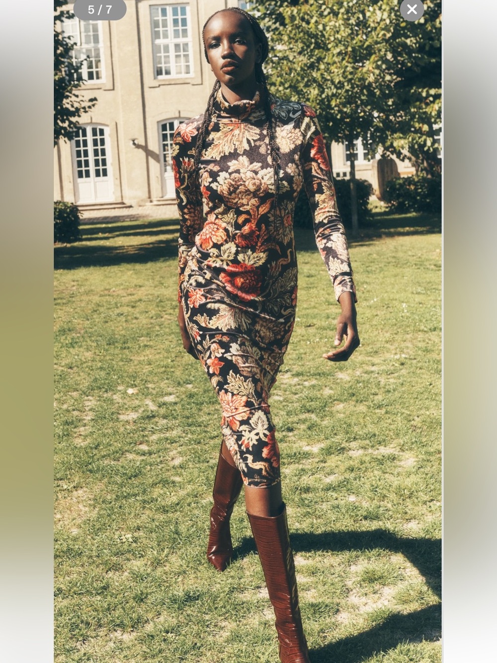 Cara Cara Piper Long Sleeve Floral Velvet Dress